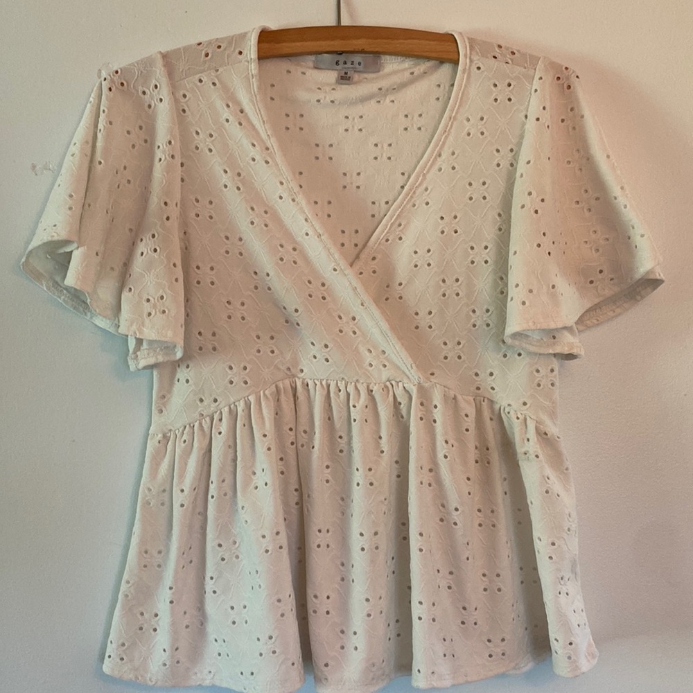 White Peplum Top Sz Med